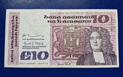 Ireland 1978 Jonathan Swift 10 pound banknote