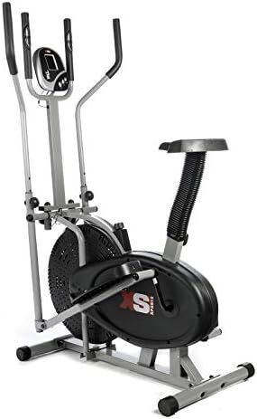 Elliptical Cross Trainer Exercise Bike-Fitness Cardio Weightloss Workout Machine-With Seat + Pulse Heart Rate Sensors