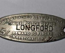 Rare Antique National Key Registry Tag  Longford Chief Police Office (c. 1910s)
