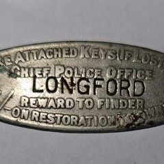 Rare Antique National Key Registry Tag  Longford Chief Police Office (c. 1910s)