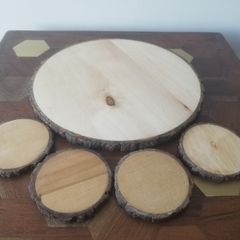Candle plate & coasters, tree ring