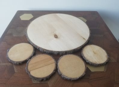 Candle plate & coasters, tree ring