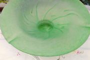 Vintage Green glass, footed glass bowl