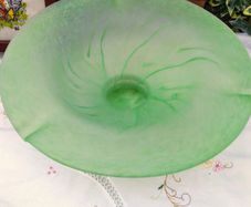 Vintage Green glass, footed glass bowl