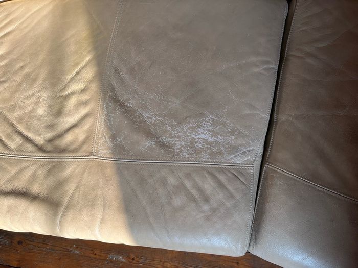 Natuzzi tan leather sofa modular 3 seater well used