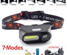 XPE COB LED headlamp USB Rechargeable Headlight head light Torch Flashlight 18650