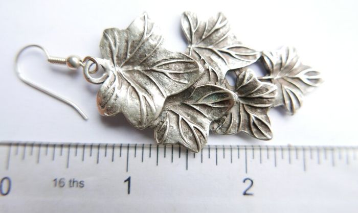 Poison ivy leaf earrings silver plated oxidized ivy leaf jewelry poison ivy antique look large silver