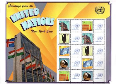 2009 United Nations (New York, US) Greeting Commemorative Stamps Sheet Mint Never Hinged (MNH)