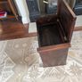 Antique piano stool with pink upholstered seat Image 8