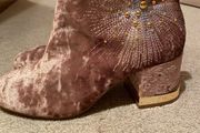 Pink Velet Gold Heel Ankle Boots UK5