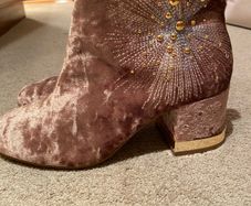 Pink Velet Gold Heel Ankle Boots UK5