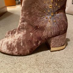 Pink Velet Gold Heel Ankle Boots UK5