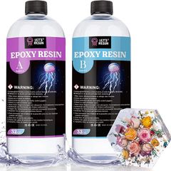 Epoxy Resin, 64oz Crystal Clear Epoxy Resin and Hardener, Bubble Free Table Top & Bar Top Casting Resin, Clear Epoxy Resin for Tumblers, Art Crafts, Jewelry Making (FREE POSTAGE)