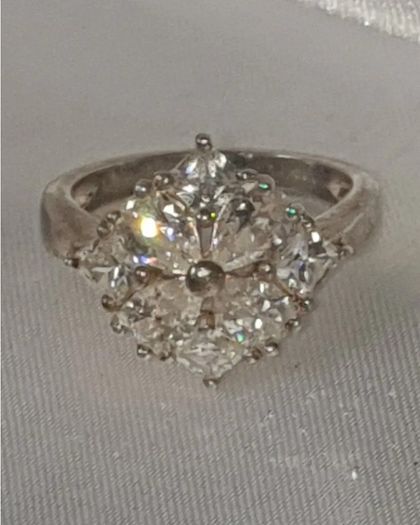 Pristine Vintage Silver & White Sapphire Ring