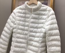 B, Style White Lace Puffer Jacket Size 10