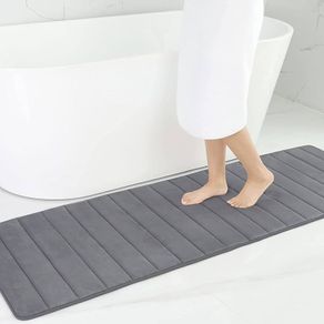 Memory Foam Bath Mat, 60 x 180 cm, Extra Soft Large Bathroom Mat Runner, Super Absorbent Non-Slip Bath Mats for Bathroom Floor Long Machine-Washable Dry Bath Rug Foot Mat, Dark Grey