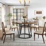 Round Dining Table 120cm with Wooden Top and Black Metal Base  Seats 4 Image 2