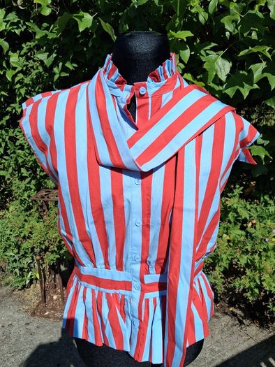 Stunning striped peplum style blouse with tie detail by ZARA