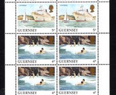 1985 Guernsey 50p Definitive Stamps Booklet Pane (ex cover showing Victoria Tower, St Peter Port) Mint Never Hinged (MNH)