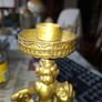 Very Heavy Antique Brass and Marble Elegant Pair of Angelic Candle Holders, Angel on Fish, Image 6