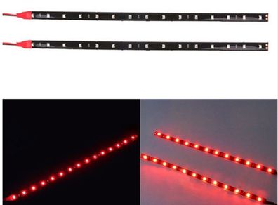 2PCS New 30cm 5050 12 LED Flexible Red LED Strip Light DIY Decoration For Car Boat Decor Strips Lamp Waterproof