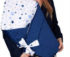 Handmade minky baby swaddle wrap and blanket