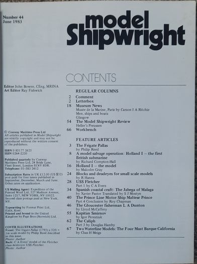 Vintage Model Shipwright.  Number 44.  1983.