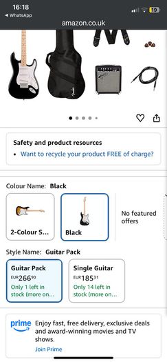 Squier by Fender Sonic Stratocaster Beginner Electric Guitar Pack, Black