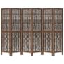 Room Divider 6 Panels Dark Brown Solid Wood Paulownia Image 3