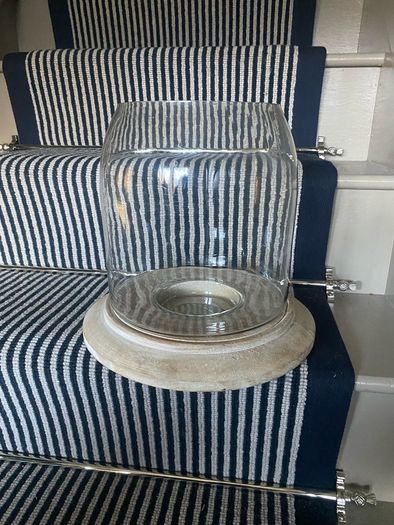 New XL solid washed wood and glass centre piece or hurricane vase