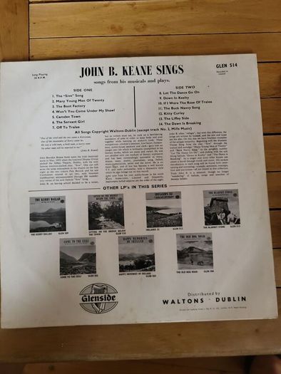 John B Keane Sings Songs From His Musicals And Plays LP Irish Folk Theatre Vinyl