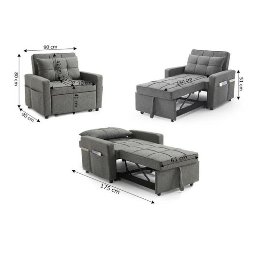 New Arrival, Grey 1 Seater Sofa Bed, Pabs