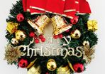 Merry Christmas Wreath 11.8 Inch with Red Bow ane Bells