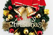 Merry Christmas Wreath 11.8 Inch with Red Bow ane Bells