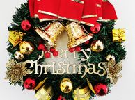 main image for ad Merry Christmas Wreath 11.8 Inch with Red Bow ane Bells