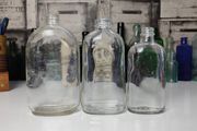 343 - Set of 3 Vintage Clear Glass Collectible Decorative Flask Type Bottles