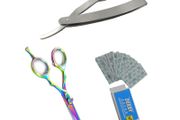 Set of Cut Throat Razor Shaving Men Razor Hairdressing Scissors Razor 6.0"