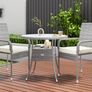 80cm Garden round dining table with Frosted Glass Dining Table Top Image 3