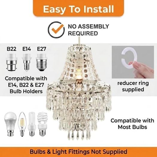 5 Tier Teardrop Crystal Beaded Chandelier Lamp Shade Pendant Light