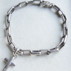 Vintage Armani Sterling Silver 925 hallmarked bracelet with cross charm by designer Emporio Armani length 8,5" - 26g