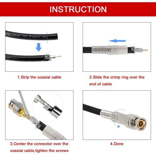 BNC Male Coaxial Connectors Screw-lock For RG59 CCTV Terminal Solderless Adapter 100Pcs