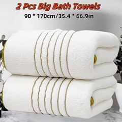2pcs Super Soft Coral Fleece Bath Towel Set, Extra Large 90x170cm, New, Unopened.
