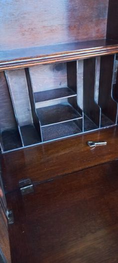 Antique English made By Harrison and Gibson Ilford very rare piece Bureau / Display case with original stained glass with brass fittings and locks. Circa 1930s beautiful