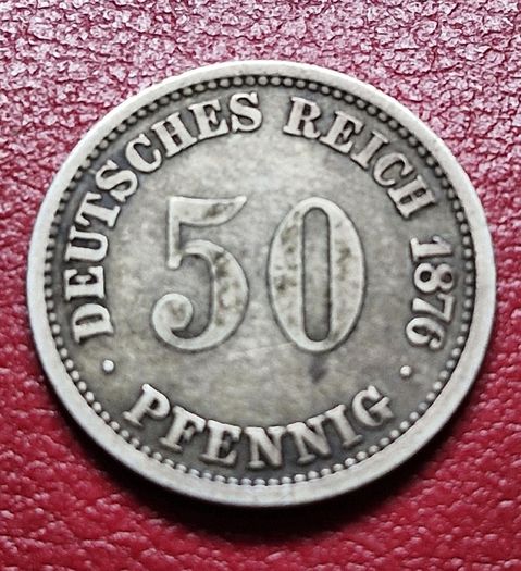 Germany 1876 A 50 Pfennig type 1 - large shield Silver coin