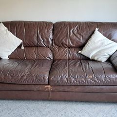 Brown leather couch- 3 Seater