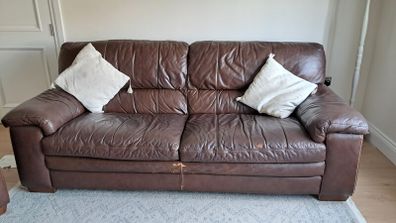 Brown leather couch- 3 Seater