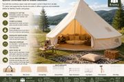 Glamping 4m Bell Tent Yurt for 6 People Camping Tent