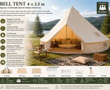 Glamping 4m Bell Tent Yurt for 6 People Camping Tent
