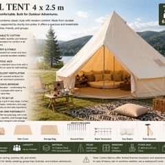 Glamping 4m Bell Tent Yurt for 6 People Camping Tent