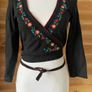 Cardigan top Next wrap around black embroidered flowers women size 10 Image 2